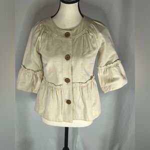 Calvin Klein Round Neckline Ruffled Sleeves Peplum Style Women’s Jacket